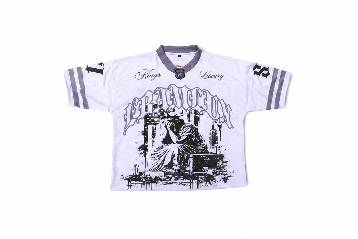 EBAMLUX box cut jersey white front 2026 summer drop